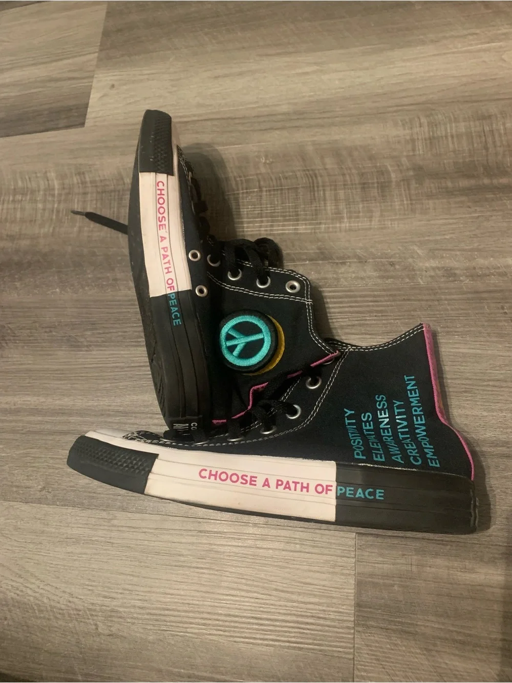 Converse Kids Black High-Top Sneakers with Yellow Tongue Lettering